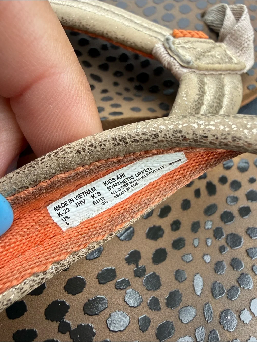 Reef Kids Brown and Orange Printed Flip Flops
